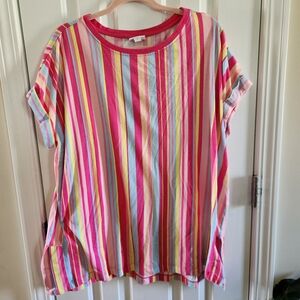 LuLaRoe Multicolor Striped Short Sleeve Tee